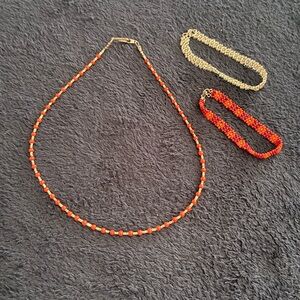 Girl’s Coral Beaded Necklace and Bracelet Set